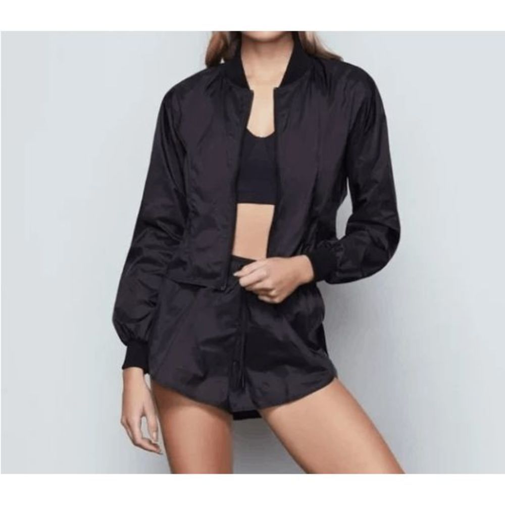 Good American Sheer Pleat Jacket Black001‎ SZ 7(4XL) NWT $115